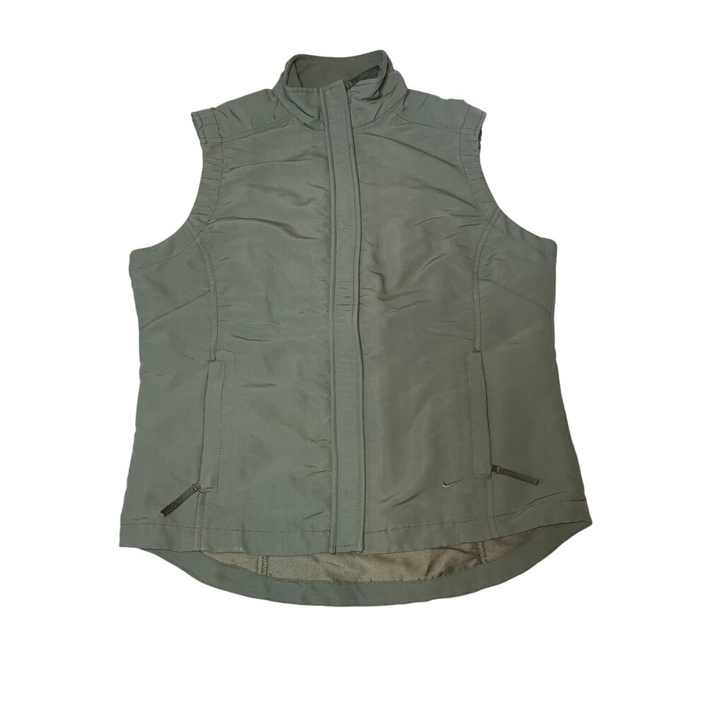 Nike vintage Women’s Vest, Full Zip Color Olive green size small 4-6 Nylon Blend